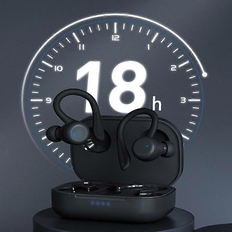 T40 Ear Hook Wireless Earphone IPX6 Waterproof Hands-free Touch Control Bending Sports Earbuds - Bla
