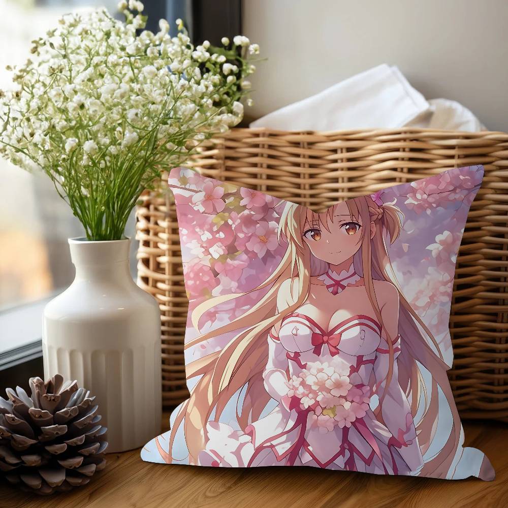 A-Asuna Cartoon 45*45cm Cushion Cover Pillow Cover Decor Pillowcase Home Pillowcase For Couch Pillow
