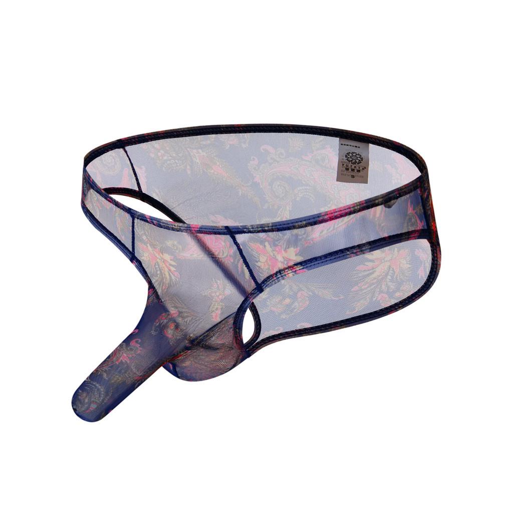 Pánské sexy spodní prádlo průhledné šortky Hot Lip Print spodky