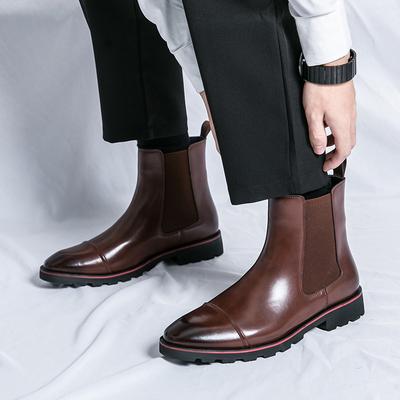 Yeni Moda Marka Erkek Rahat Sivri Uçlu Aşınmaya Dayanıklı Chelsea Botları Sonbahar Erkek Retro Nefes Alabilir Yumuşak İnek Derisi Kısa Botlar