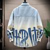 Men's Spring/Fall Shirt Student Jacket Youth Long-Sleeve Color-Block Design Denim Jacket
