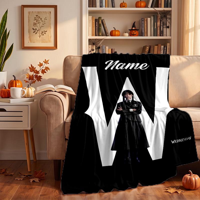 Wednesday Custom Flannel Blankets Soft Warm Cozy Throws for Home Decor Holiday Gifts