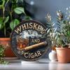 Vintage Whiskey Cigar Metal Poster, Retro 2D Wall Plaque for Home Bar Kitchen