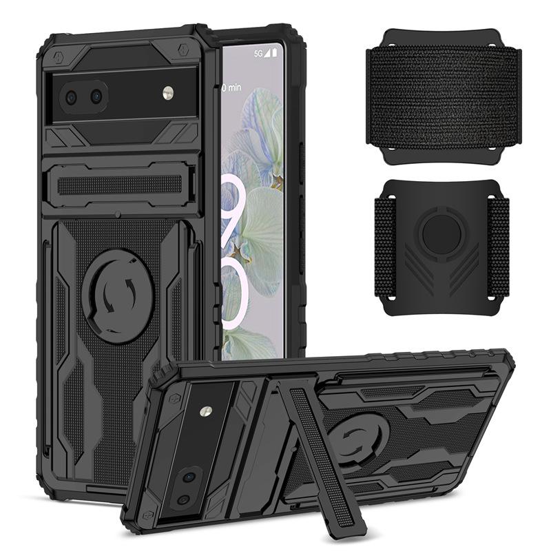 For Google Pixel 8 Pro / Pixel 8 / Pixel 6a 6 Pro Case Armor Kickstand With Wrist Strap Outdoor Sports Phone Case Back Cover