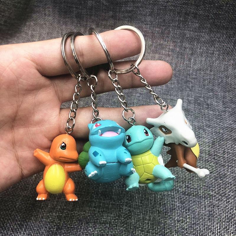 Cartoon Pokemon Pikachu Charmander Cubone Bulbasaur Kawaii Squirtle Keychain Pendant Bag Ornament Doll Children Birthday Gifts