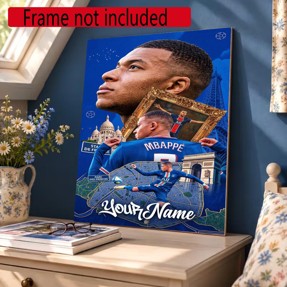 Mbappe Personalized Text Diamond Painting Round Diamond Mosaic Rhinestones Diamond Embroidery Craft Kit Wall Decor Without Frame