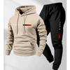 Mens Hooded Sweatshirt Set Long Sleeve Top Pants Casual Sportswear Loose Fit