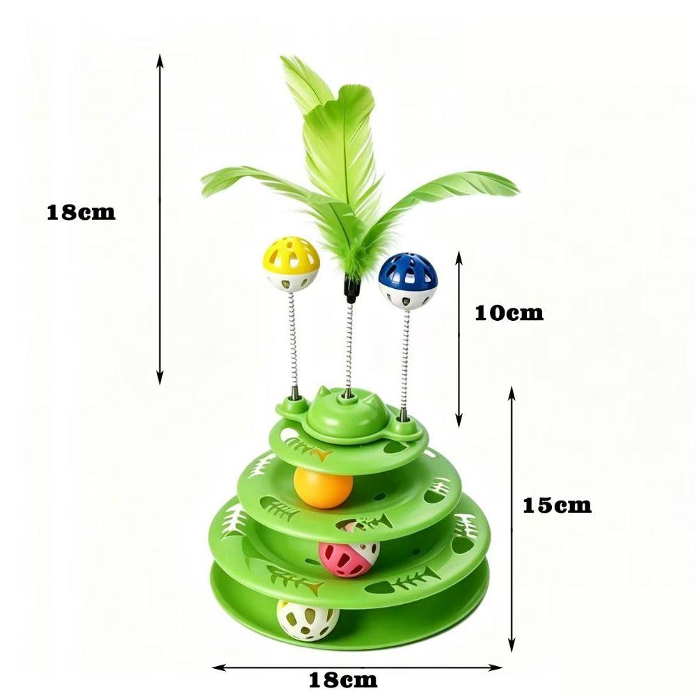 Multi Layer Interactive Cat Toy Spring Wand Cat Turntable Toy Feather Teaser Kitten Entertainment