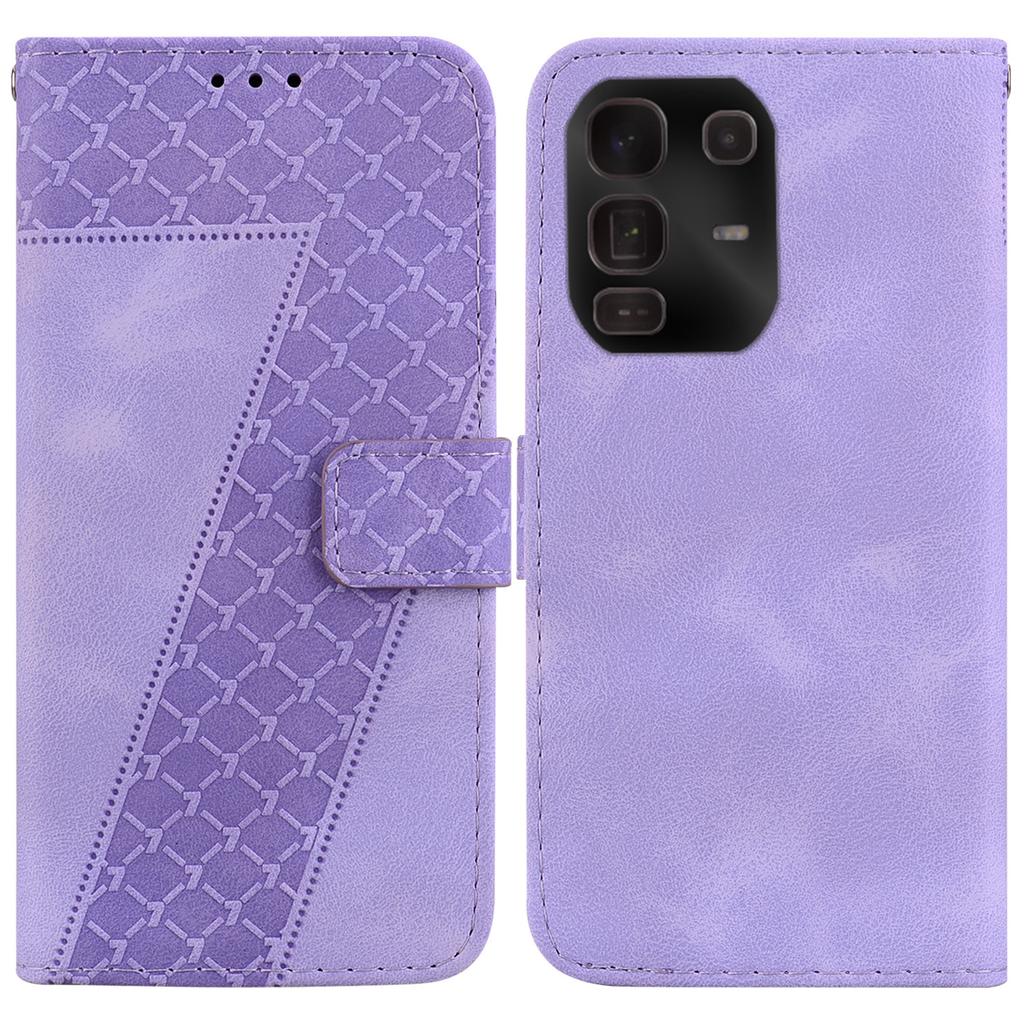 For Infinix Note 50 Pro+ 5G Stand Case 7-Shaped Pattern Imprint Leather Phone Cover with Strap