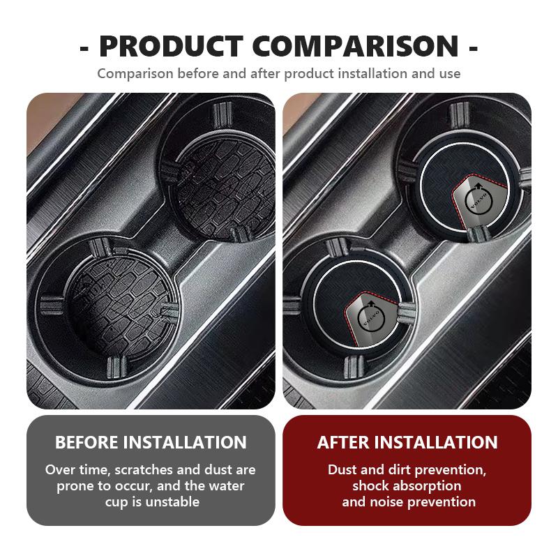 2Pcs Car Cup Mat Anti-Slip Drink Coaster Auto Interior Cup Holder Pad For Volvo V50 S60 XC60 S40 XC40 XC90 V60 S80 S90 V70 XC70 NS0