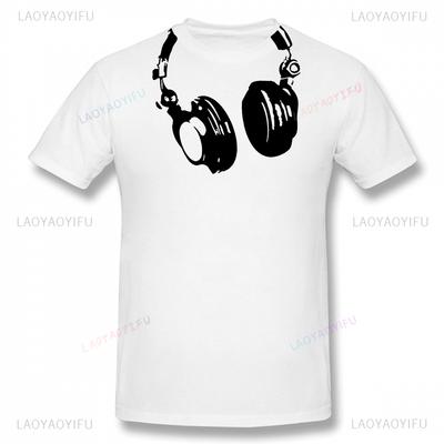 Dj Headphones T Shirts Graphic Streetwear Short Sleeve Oneck Harajuku Music Techno Tshirt Funny Unisexs Clothing For Ladies