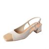 Giant Exquisite Bag Head Sandals Women's Thick Heel Square Head Sheepskin Medium Heel Color Matching Mary Jane Shoes Summer
