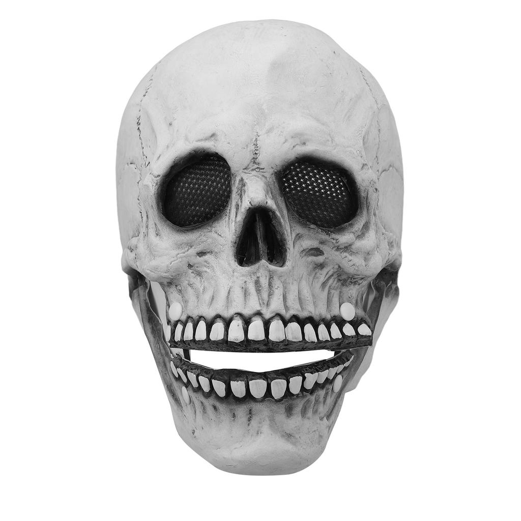 Skull Mask Halloween Skull Style Breathable Durable Latex Movable Jaw Skeleton Mask for Party Costume Ball