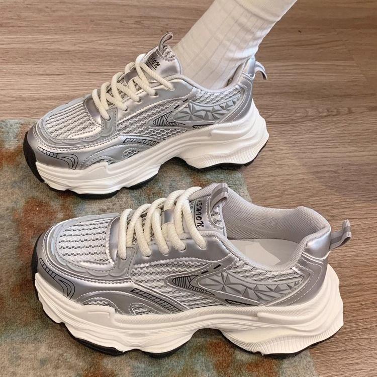 Dad shoes female ins versatile Internet celebrity platform spring and summer 2025 students new sports breathable white shoes