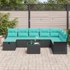 Garden Sofa Set with Cushions 9 pcs Black Poly Rattan