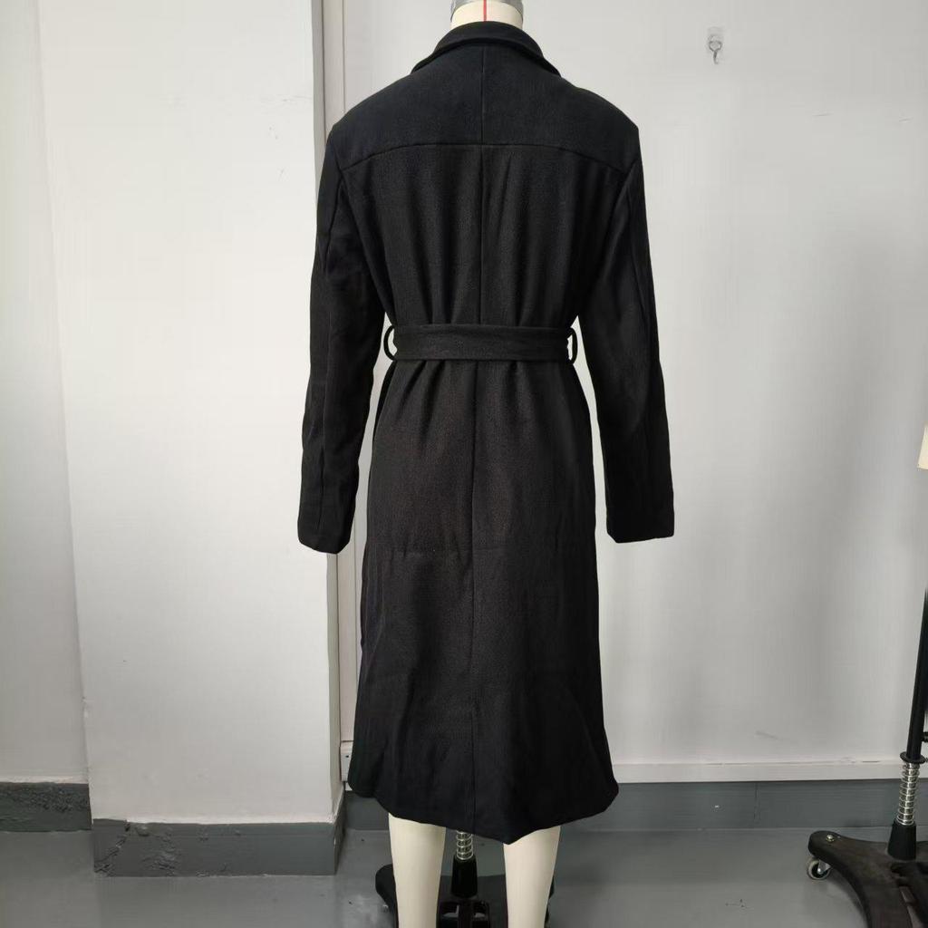 2025 Fall/Winter Women's Wool Double-Breasted Tie Coat