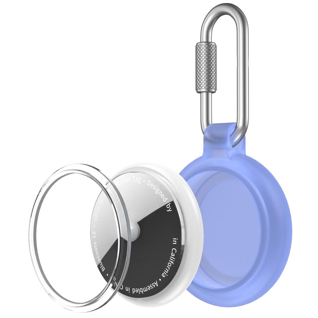 CT32 For Apple AirTag Waterproof TPU Case Carbon Fiber Texture Protective Cover with Stainless Steel Buckle