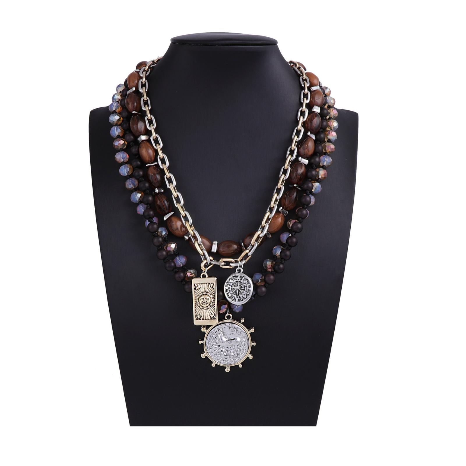 

Колье с трехмерной подвеской-цветком, выполненной с ручной вышивкой бисером и эмалью, цепочка для ключиц, богемное красочное цветочное ожерелье One Size