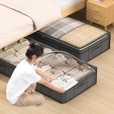 Large Capacity Foldable Quilt Storage Bag Transparent Clothes Organizer Box for Under Bed Home Bedroom Dormitory Organizer Bag
