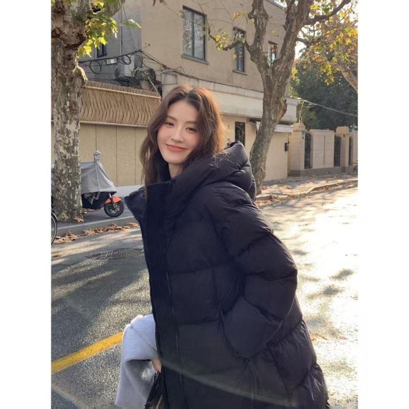 Down Jacket Women's Winter New Medium and Long White Goose Down High-end Sense Super Good-looking Fashion Long Hooded Jacket