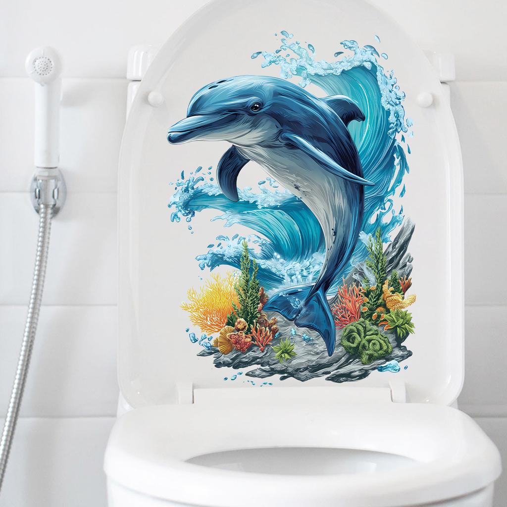 Kreslený Oceán Delfín Mořská řasa Kreativní Domácí Pozadí Dekorativní Samolepka