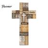 Decorative Wooden Crosses Easter Cross Ornament, Rustic Hanging Pendant with Hemp Rope Wall Ornament for Bedroom Decor, Religious Home Decoration,