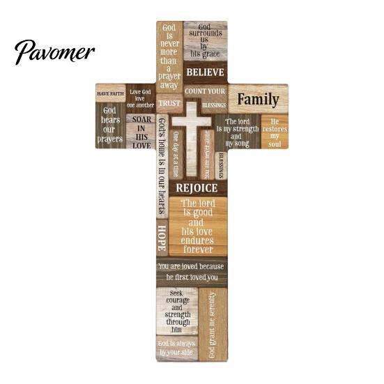 Decorative Wooden Crosses Easter Cross Ornament, Rustic Hanging Pendant with Hemp Rope Wall Ornament for Bedroom Decor, Religious Home Decoration,