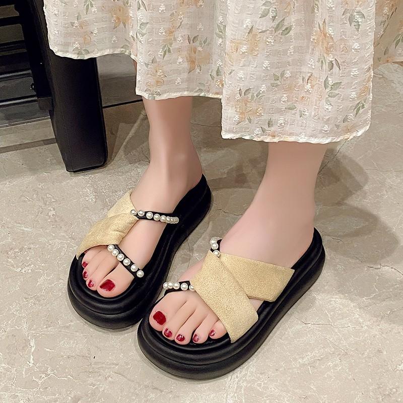 Sandal Slippers Female Summer Outside Wear with Skirt Fairy A Word Drag Thick Bottom Casual Beach Shoes Female Fashion Women Summer Breathable Shoes