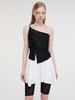 ETMON One Shoulder Buckle Blouse Black
