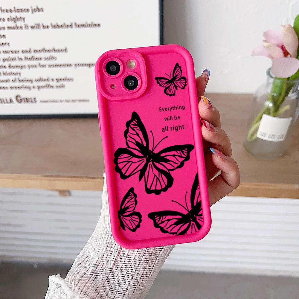 Line Butterfly Suitable for Apple 16 Mobile Phone Case New Iphone15promax Cartoon 13 Personality 17 Women's Anti Fall