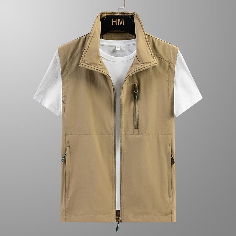 

Жилет мужской молодежный спортивный жилет большого размера с принтом на весну и осень повседневный свободный жилет с воротником-стойкой 7XL хаки