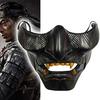Half Face Oni Samurai Mask For Halloween Cosplay Prop
