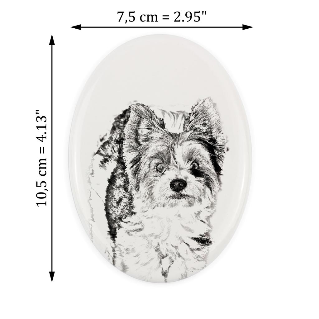 Biewer Yorkshire Terrier - commemorative plaque with a photo of a dog, tombstone with a print, personalized oval plaque from the Art-Dog brand
