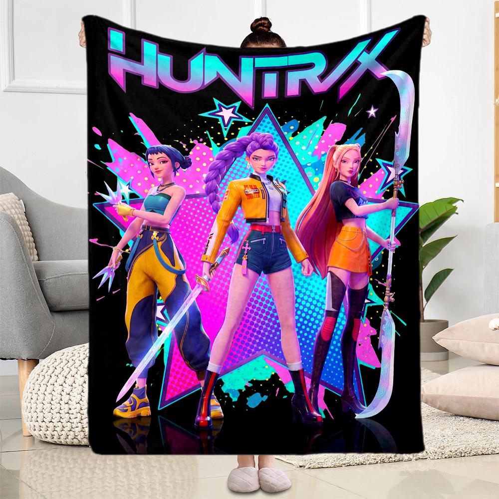 Huntrxx: Neon Warriors Blanket Durable Comfort Great for Picnics Bedding Seaside All-Season Use Warmthful Decor
