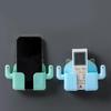 Punch-free Mobile Phone Holder Wall Mount Stand with Hooks Remote Control Organizer Storage Box Charging Bedside Container Rack
