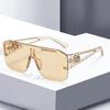 Fashion Luxury Brand Oversized Square Sunglasses Men Women Vintage Metal Big Frame Semi-Rimless One Lens Sun Glasses UV400