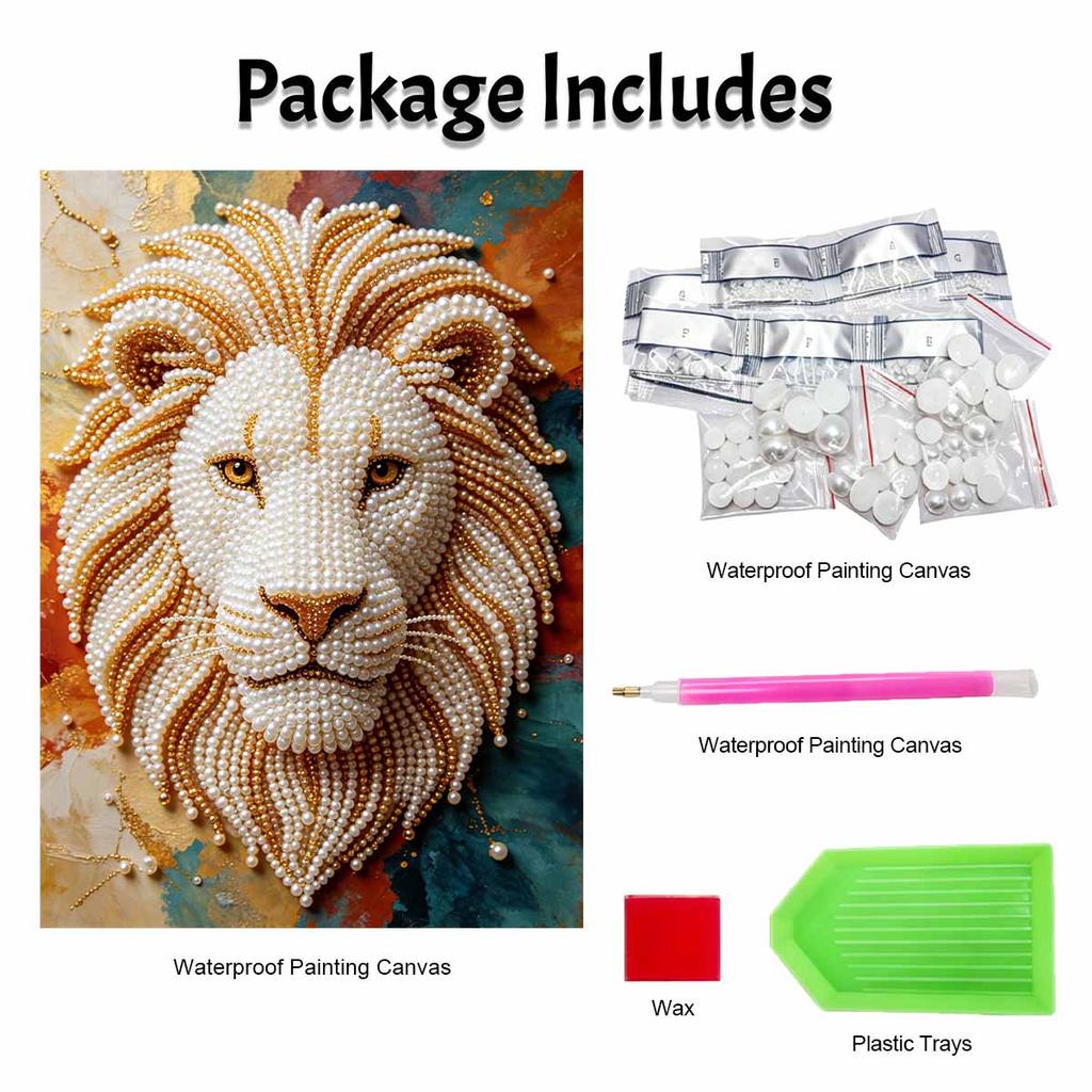 5D Pearl Kit Majestic Lion Pattern DIY Pearl Art Relaxing Handmade Ornament Home Wall Desktop Decoration for Beginners