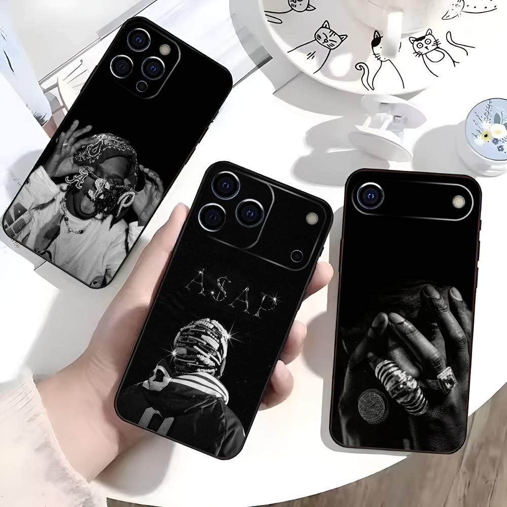 ASAP Rapper Phone Case For iPhone 17,16,15,14,13,12,11 Plus,Pro Max,XS,Soft Black Cover