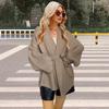 Damenbekleidung mit Schnürung Herbst und Winter lässig vielseitig Reverskragen neu Strickjacke Jacke Damen