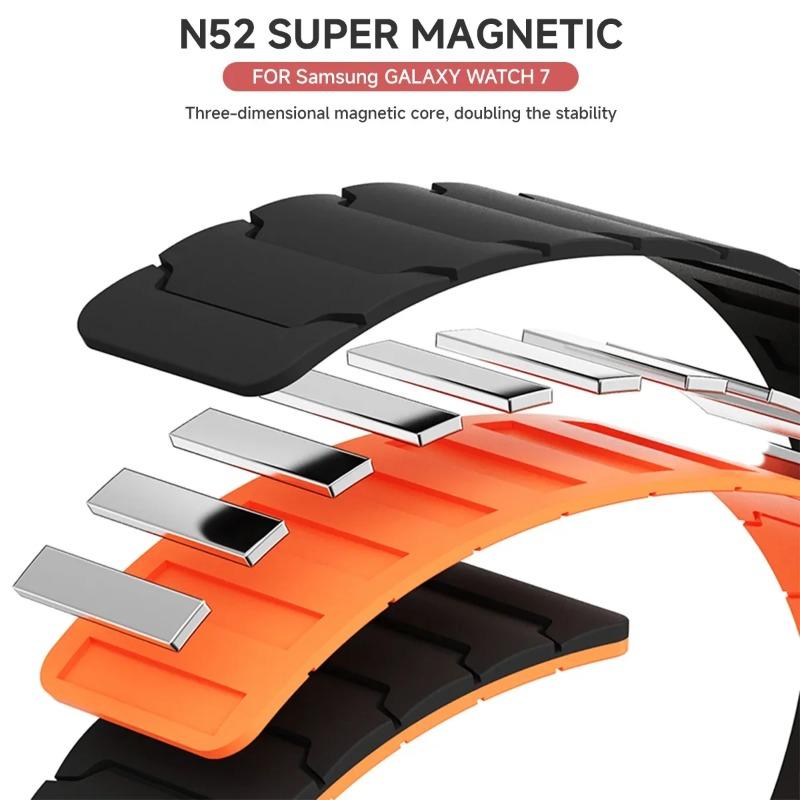 Magnetic Strap + Case For Samsung Galaxy Watch 7/6/5/4 40mm 44mm PC Hollow Protector Bumper Cover Magnetic Silicone Watchband