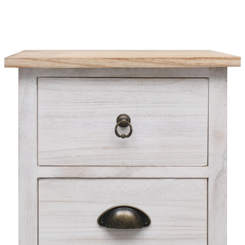 Side Table Cabinet 35 X 25 X 57 Cm Solid Paulownia Wood