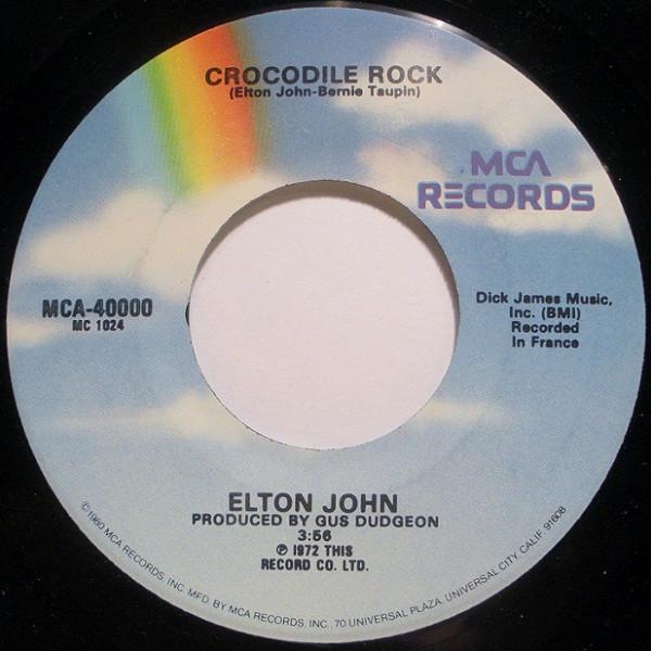 

7-дюймовая пластинка ELTON JOHN Crocodile Rock MCA40000 MCA Records US Pop Б/у