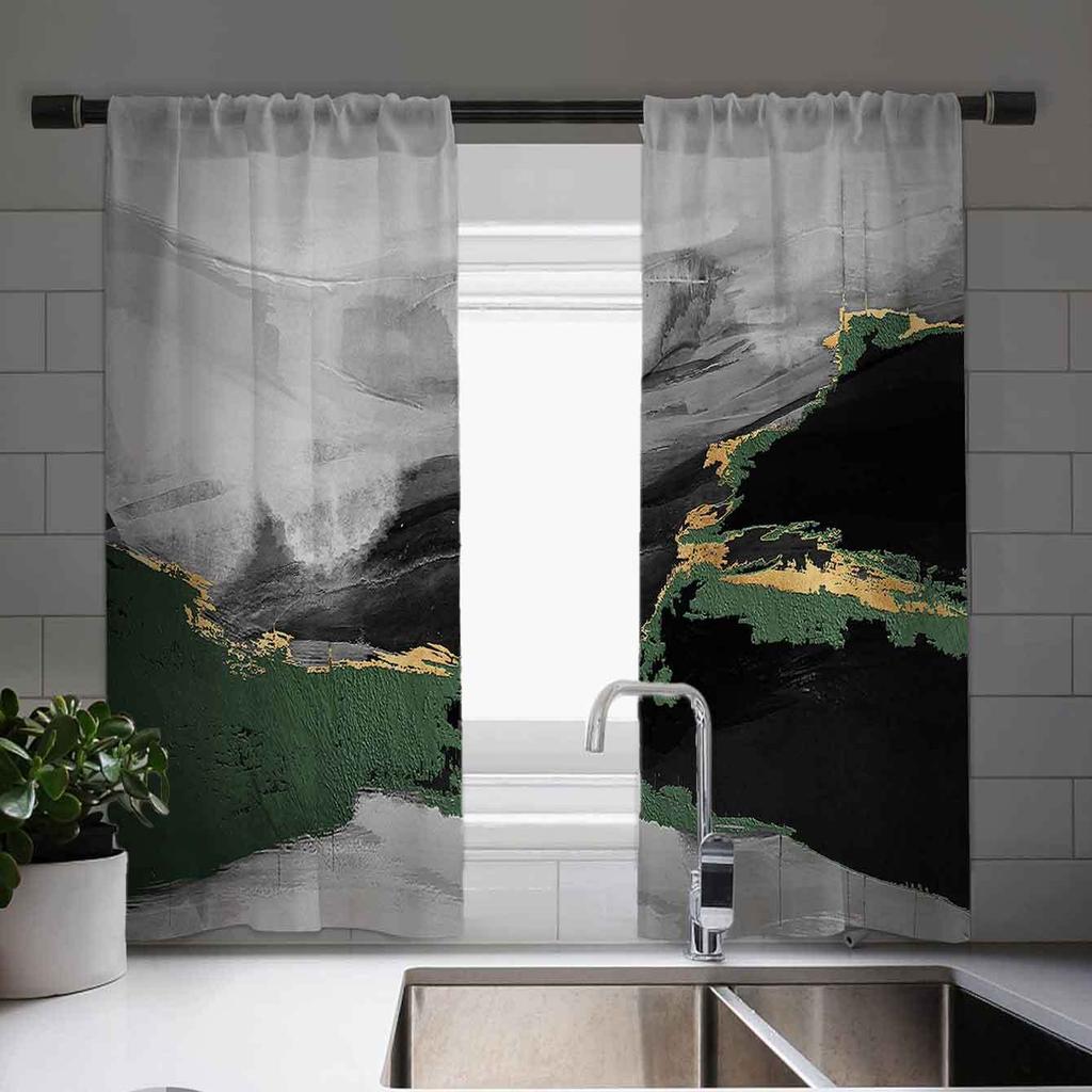 2pcs Marble Pattern Curtains Decorative Window Drape Window Treatments For Bedroom Living Room Home Decoration Room Decoration