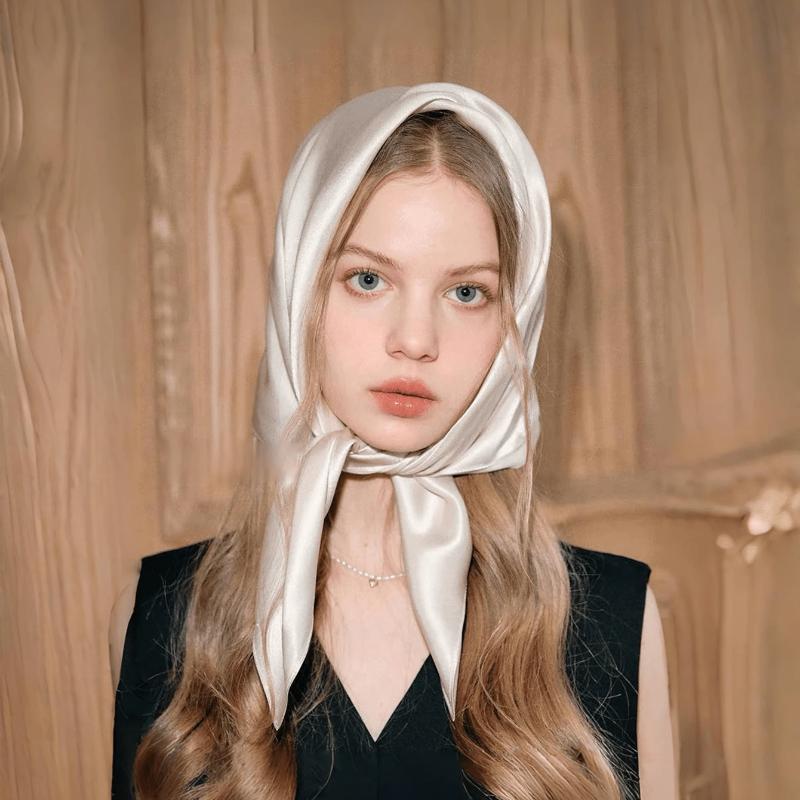 Luxury Brand 21Colors Solid Neck Tie Shawl Silk Square Scarf Women 70cm Hair Hand Wrist Headkercheif Hijab Bandana