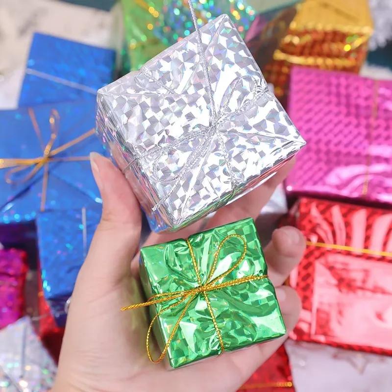 6/30PCS Large Christmas Foam Boxes Xmas Tree Colorful Square Hanging Gift Boxes DIY Christmas New Year Party Ornament Supplies