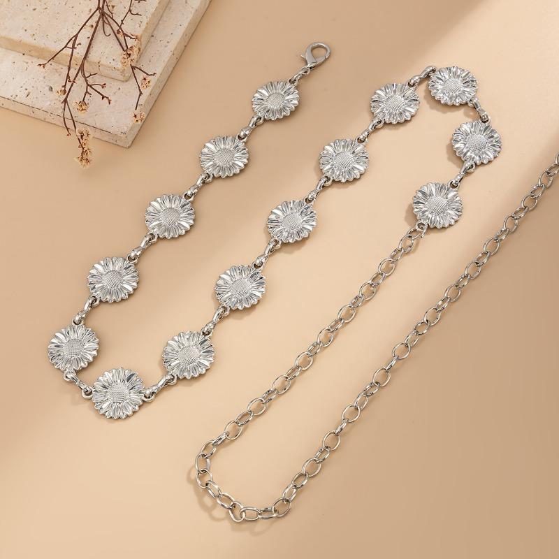 Sweet Trendy Small Daisy Flower Stitching Metal Chain Waist Chain for Women Gold Color Bohemian Vacation Body Chain Body Jewelry