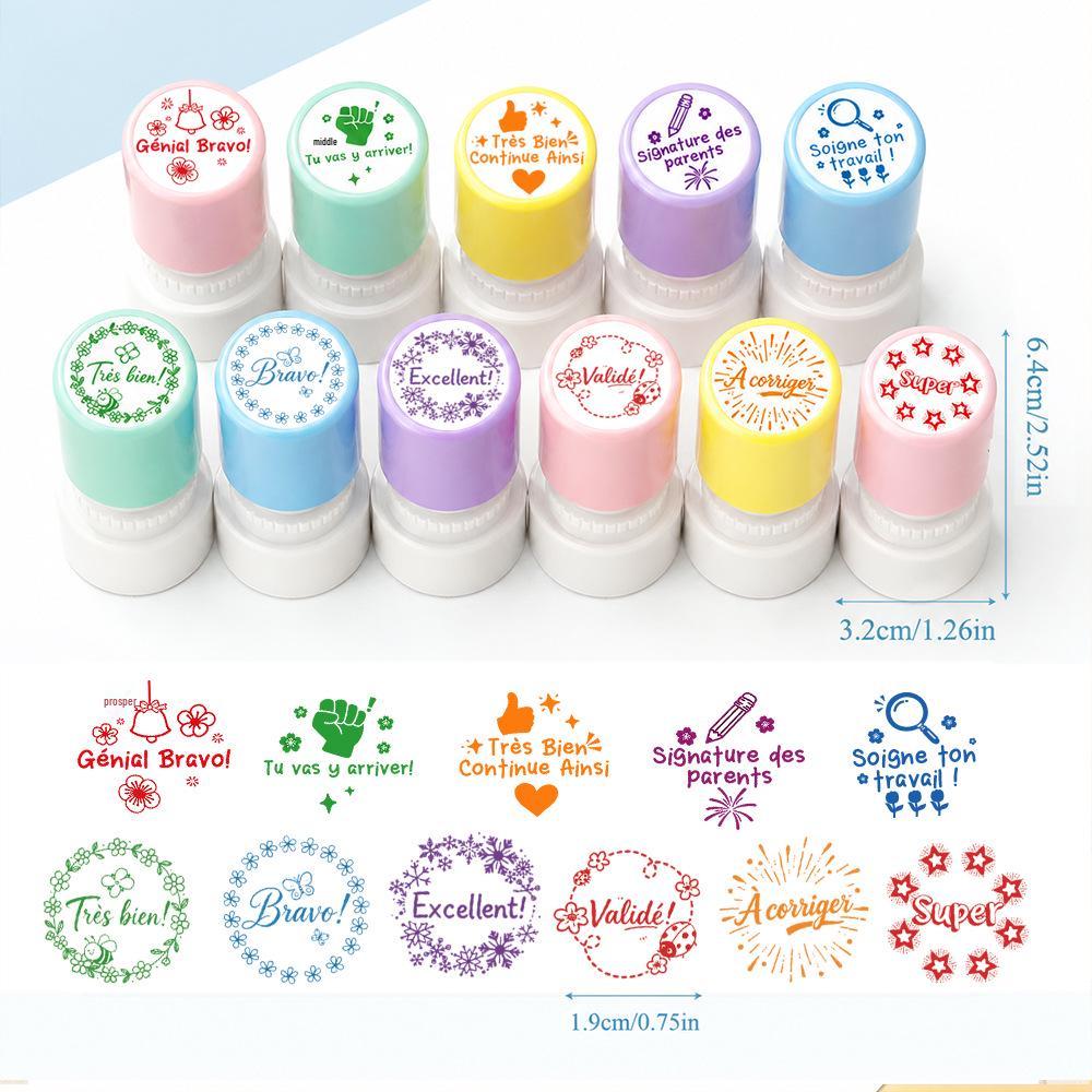 5 Morandi Color Teacher Comment Stamps: Encouragement and Reward Stamps for Kids