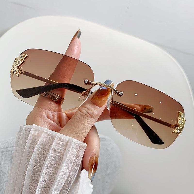 New Frameless Edged Sunglasses Butterfly Metal Frame Exquisite High-end Fashion Sunglasses For Women 81093