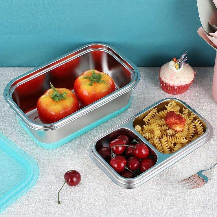 Food Grade SS304 Stainless Steel Lunch Box Air Tight Sealed Food Storage Containers Multifunctional Fresh Bento Box