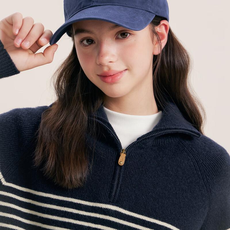 DEESHA Girls' Striped Half-Zip Pullover Sweater